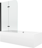 Mexen Cube rectangular bathtub 180 x 80 cm with enclosure and 2-panel screen 80 cm, transparent, black - 550518080X9008027000