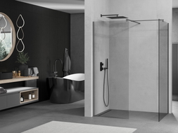 Mexen Kioto Walk-in Shower Wall 155 x 90 cm, Transparent, Gun Metal - 800-155-202-95-00-090
