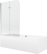 Mexen Cube rectangular bath 180 x 80 cm with casing and 2-wing screen 100 cm, transparent, chrome - 550518080X9010020100