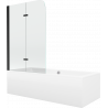 Mexen Cube rectangular bathtub 180 x 80 cm with casing and 2-wing screen 100 cm, transparent, black - 550518080X9010027000