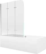 Mexen Cube rectangular bathtub 180 x 80 cm with casing and 3-panel screen 120 cm, transparent, chrome - 550518080X9012030100