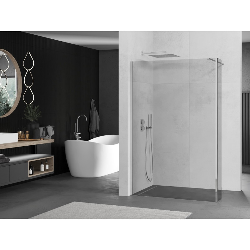 Mexen Kioto Walk-in shower wall 95 x 40 cm, transparent, chrome - 800-095-212-01-00-040