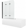 Mexen Cube rectangular bath 180 x 80 cm with enclosure and 3-panel screen 120 cm, transparent, black - 550518080X9012037000