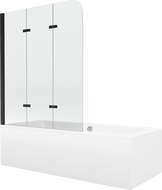 Mexen Cube rectangular bathtub 180 x 80 cm with casing and 3-panel screen 120 cm, transparent, black - 550518080X9012037000