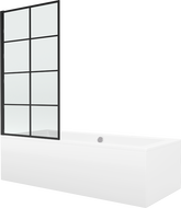 Mexen Cube rectangular bathtub 180 x 80 cm with enclosure and 1-wing screen 70 cm, black pattern fix - 550518080X9307007077