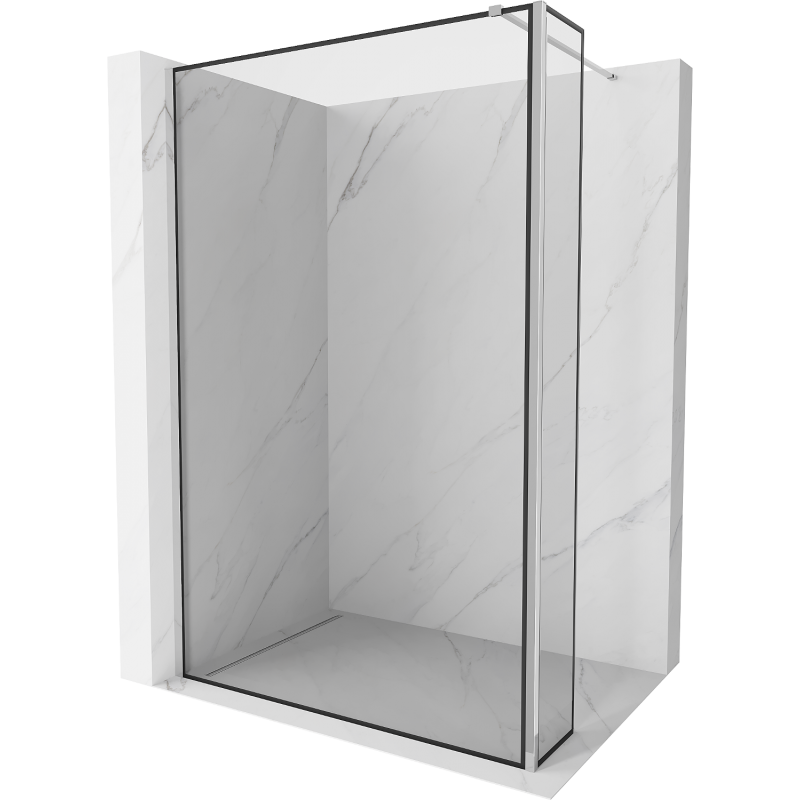 Mexen Kioto Walk-in Shower Wall 150 x 40 cm, Black Pattern, Chrome - 800-150-212-01-70-040