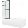 Mexen Cube rectangular bath 180 x 80 cm with enclosure and 1-panel screen 70 cm, black pattern - 550518080X9307017077