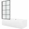 Mexen Cube rectangular bathtub 180 x 80 cm with enclosure and 1-wing screen 70 cm, black pattern - 550518080X9307017077
