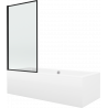 Mexen Cube rectangular bathtub 180 x 80 cm with panels and a 1-wing screen 80 cm, Black pattern fix - 550518080X9308007070