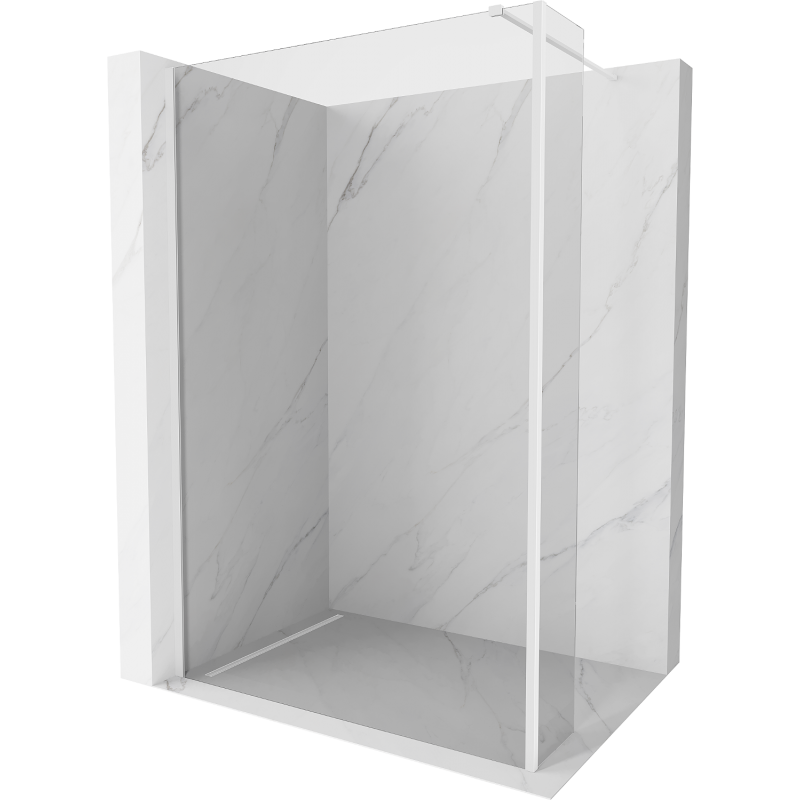 Mexen Kioto Walk-in shower wall 125 x 30 cm, transparent, white - 800-125-212-20-00-030