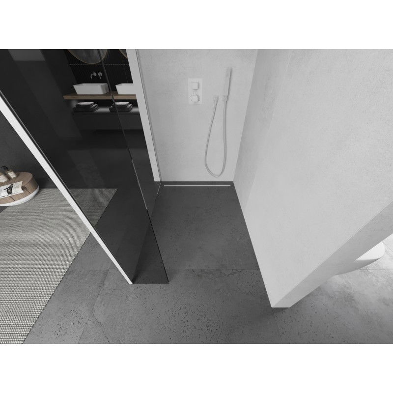 Mexen Kioto shower wall Walk-in 100 x 40 cm, transparent, white - 800-100-212-20-00-040