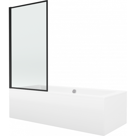 Mexen Cube rectangular bathtub 180 x 80 cm with panels and a 1-wing screen 80 cm, Black pattern - 550518080X9308017070