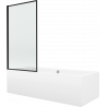 Mexen Cube rectangular bathtub 180 x 80 cm with enclosure and 1-wing screen 80 cm, black pattern - 550518080X9308017070