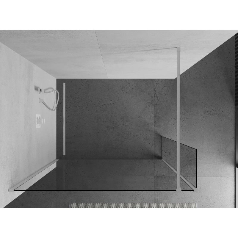 Mexen Kioto Walk-In Shower Wall 130 x 40 cm, Transparent, White - 800-130-212-20-00-040