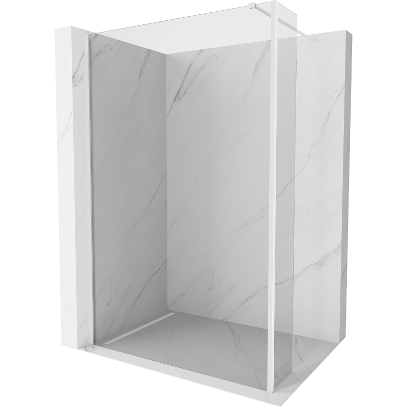 Mexen Kioto Walk-in Shower Wall 145 x 40 cm, transparent, white - 800-145-212-20-00-040