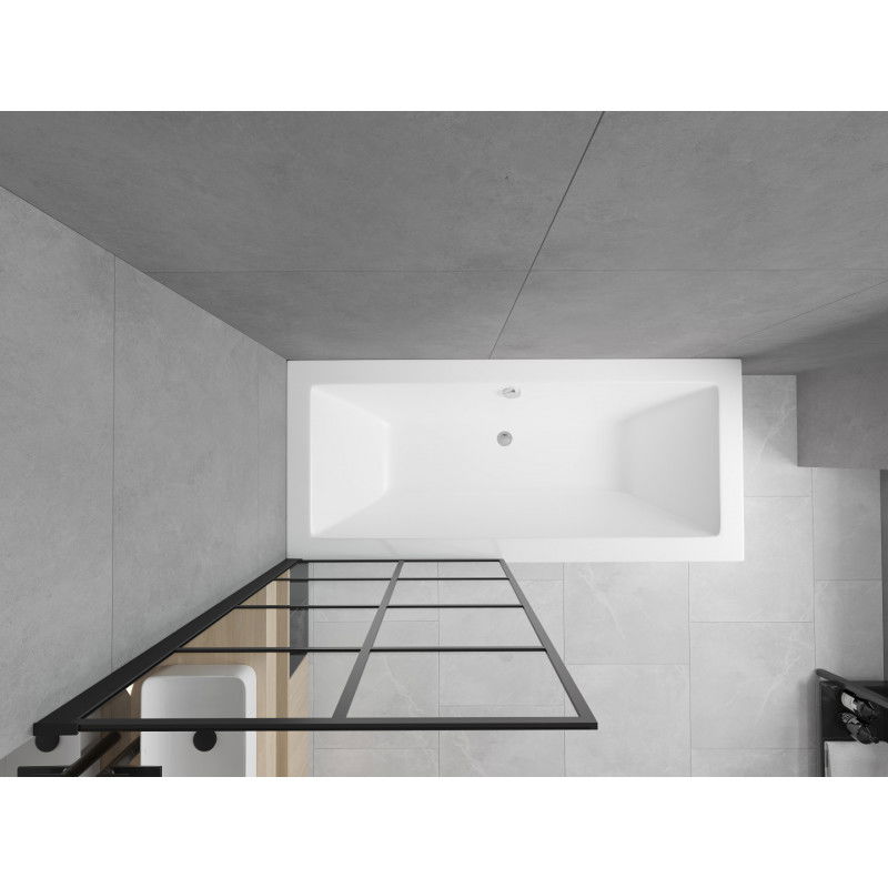 Mexen Cube rectangular bath 180 x 80 cm with casing and 1-wing 80 cm screen, black pattern - 550518080X9308017077