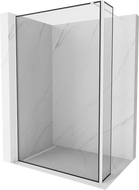 Mexen Kioto Walk-in Shower Wall 90 x 30 cm, Black Pattern, White - 800-090-212-20-70-030