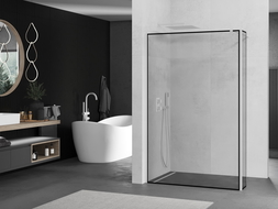 Mexen Kioto Walk-in Shower Wall 140 x 40 cm, Black Frame, White - 800-140-212-20-70-040