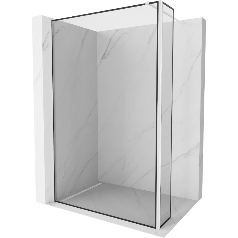 Mexen Kioto Walk-in Shower Wall 110 x 40 cm, Black Frame, White - 800-110-212-20-70-040