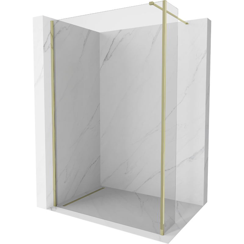 Mexen Kioto Walk-in Shower Wall 100 x 30 cm, Transparent, Gold - 800-100-212-50-00-030