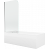 Mexen Cubik rectangular bathtub 150 x 70 cm with casing and 1-wing screen 70 cm, transparent, chrome - 550315070X9007010100