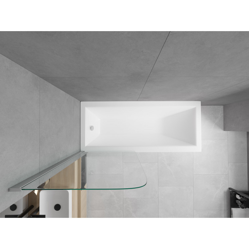 Mexen Cubik rectangular bathtub 150 x 70 cm with casing and 1-panel screen 70 cm, transparent, chrome - 550315070X9007010100