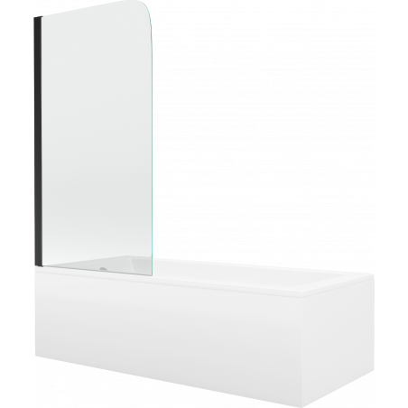 Mexen Cubik rectangular bathtub 150 x 70 cm with enclosure and 1-wing screen 70 cm, transparent, black - 550315070X9007017000