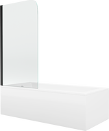 Mexen Cubik rectangular bathtub 150 x 70 cm with panels and a 1-wing screen 70 cm, Transparent, Black - 550315070X9007017000