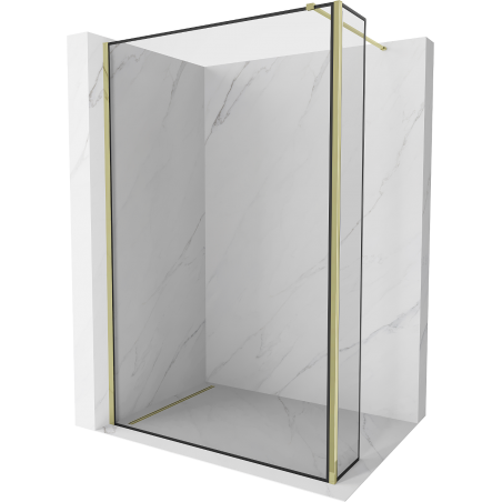 Mexen Kioto Walk-in Shower Wall 140 x 30 cm, Black Frame, Gold - 800-140-212-50-70-030