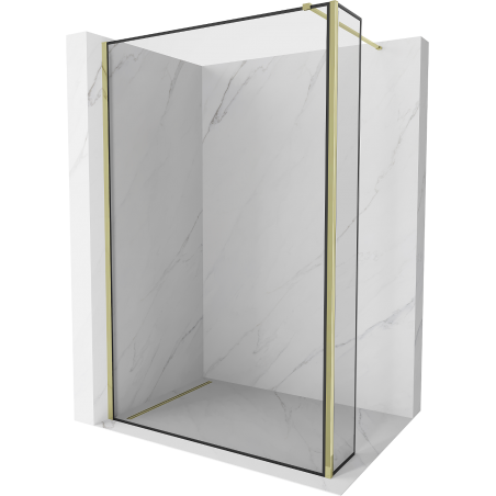 Mexen Kioto Walk-in Shower Wall 140 x 30 cm, Black Pattern, Gold - 800-140-212-50-70-030
