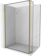 Mexen Kioto Walk-in Shower Wall 140 x 30 cm, Black Pattern, Gold - 800-140-212-50-70-030
