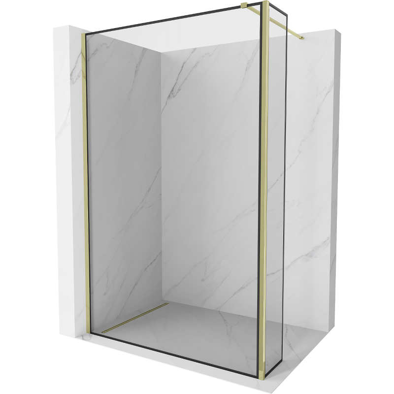 Mexen Kioto Walk-in Shower Panel 150 x 30 cm, Black Pattern, Gold - 800-150-212-50-70-030