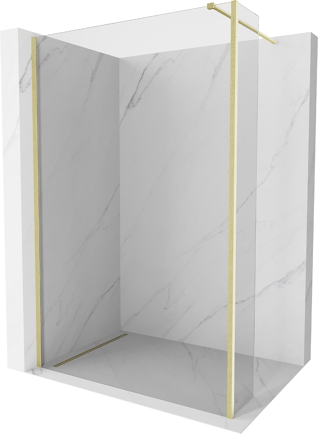 Mexen Kioto Walk-in Shower Wall 120 x 30 cm, transparent, brushed gold - 800-120-212-55-00-030