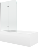 Mexen Cubik rectangular bathtub 150 x 70 cm with panels and a 2-wing screen 80 cm, Transparent, Chrome - 550315070X9008020100