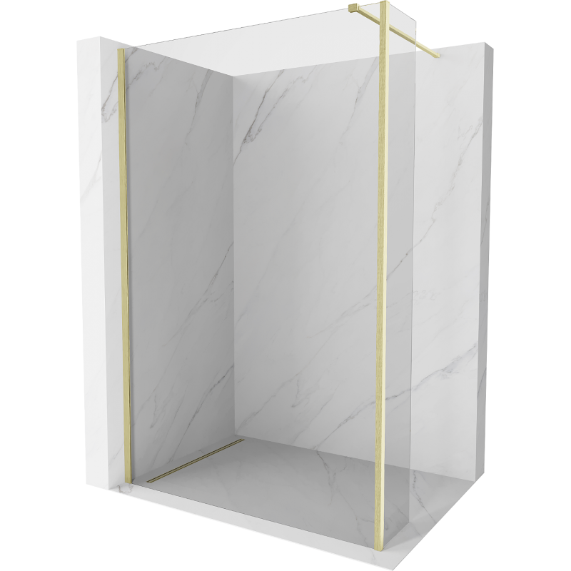 Mexen Kioto Walk-in Shower Panel 155 x 40 cm, transparent, brushed gold - 800-155-212-55-00-040