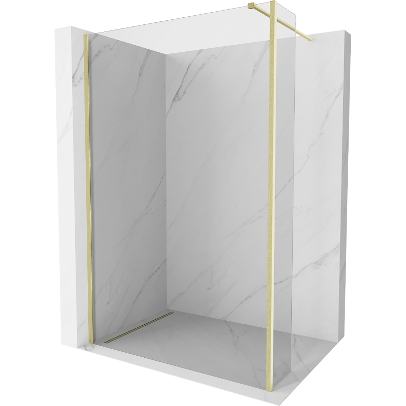 Mexen Kioto Walk-in Shower Wall 140 x 40 cm, transparent, brushed gold - 800-140-212-55-00-040