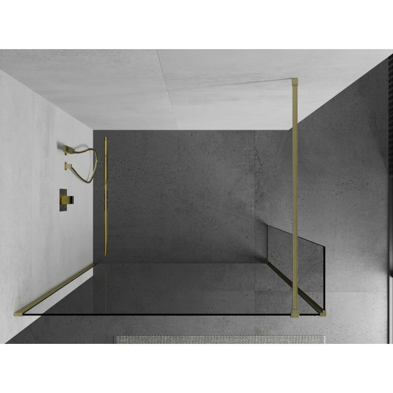 Mexen Kioto Walk-in Shower Panel 170 x 40 cm, Transparent, Brushed Gold - 800-170-212-55-00-040