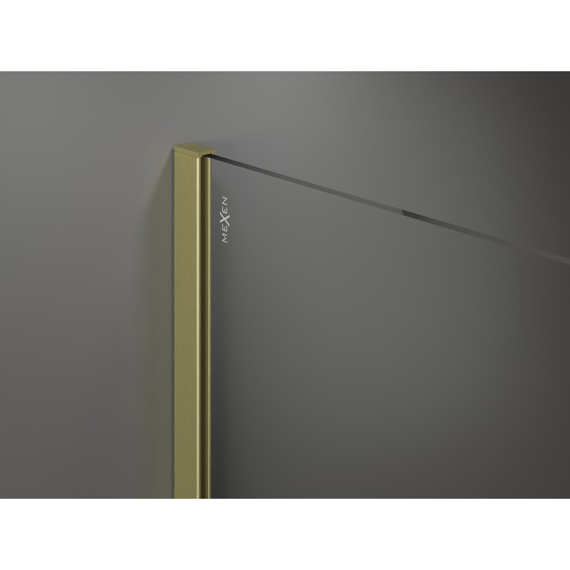 Mexen Kioto Walk-in Shower Screen 110 x 30 cm, Black Frame, Brushed Gold - 800-110-212-55-70-030