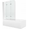 Mexen Cubik rectangular bathtub 150 x 70 cm with casing and 120 cm 3-panel screen, transparent, chrome - 550315070X9012030100