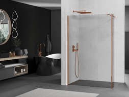 Mexen Kioto Walk-in shower wall 95 x 40 cm, transparent, pink gold - 800-095-212-60-00-040
