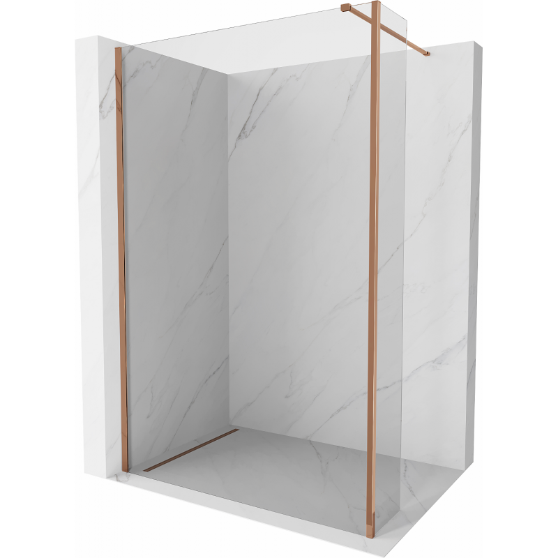 Mexen Kioto Walk-in Shower Wall 155 x 40 cm, Transparent, Pink Gold - 800-155-212-60-00-040