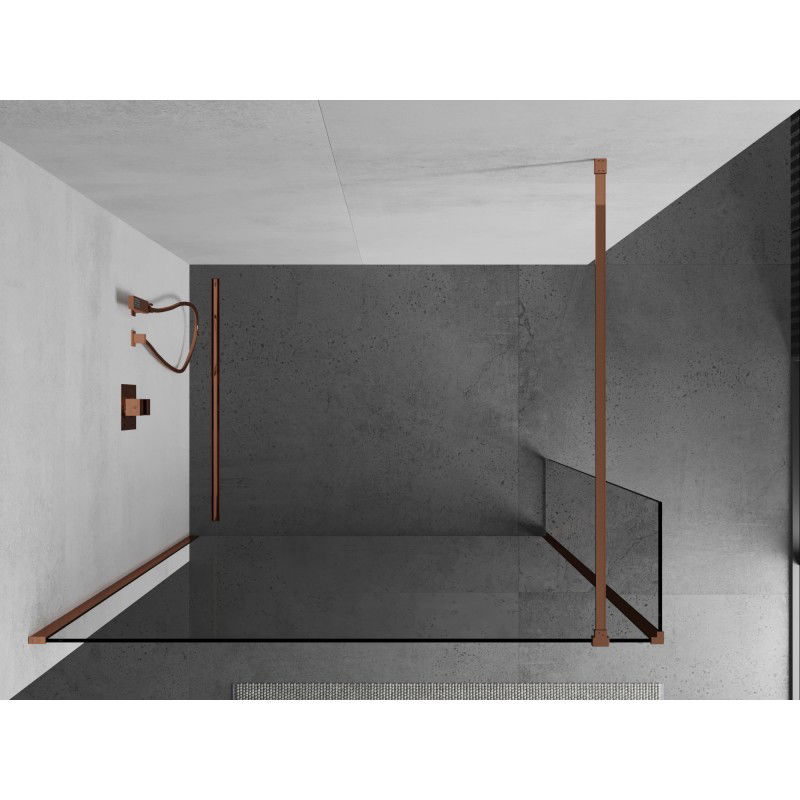 Mexen Kioto Walk-in Shower Wall 160 x 40 cm, Transparent, Rose Gold - 800-160-212-60-00-040