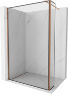 Mexen Kioto Walk-in Shower Wall 130 x 30 cm, Black Frame, Rose Gold - 800-130-212-60-70-030