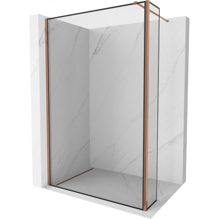 Mexen Kioto Walk-in Shower Wall 150 x 30 cm, Black Pattern, Rose Gold - 800-150-212-60-70-030