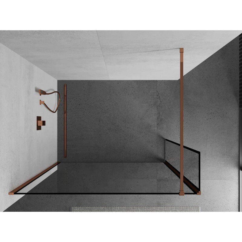 Mexen Kioto shower wall Walk-in 160 x 30 cm, black frame, rose gold - 800-160-212-60-70-030