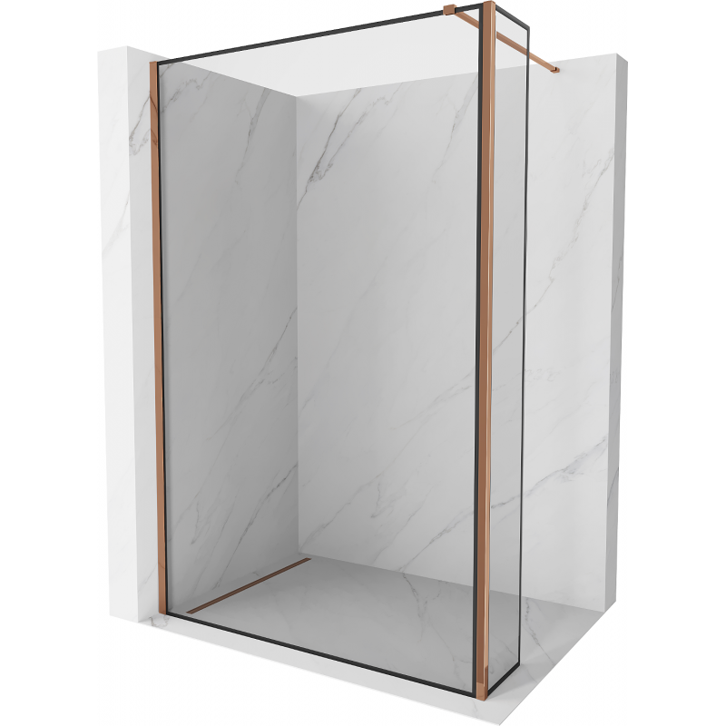Mexen Kioto Walk-in Shower Wall 90 x 40 cm, Black Frame, Rose Gold - 800-090-212-60-70-040
