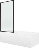 Mexen Cubik rectangular bathtub 150 x 70 cm with panels and a 1-wing screen 70 cm, Black pattern fix - 550315070X9307007070