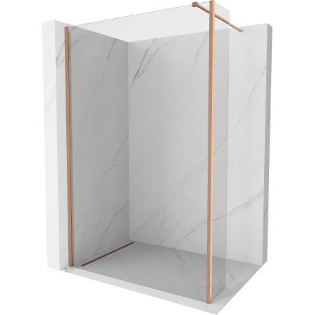 Mexen Kioto Walk-in shower wall 110 x 30 cm, transparent, brushed copper - 800-110-212-65-00-030