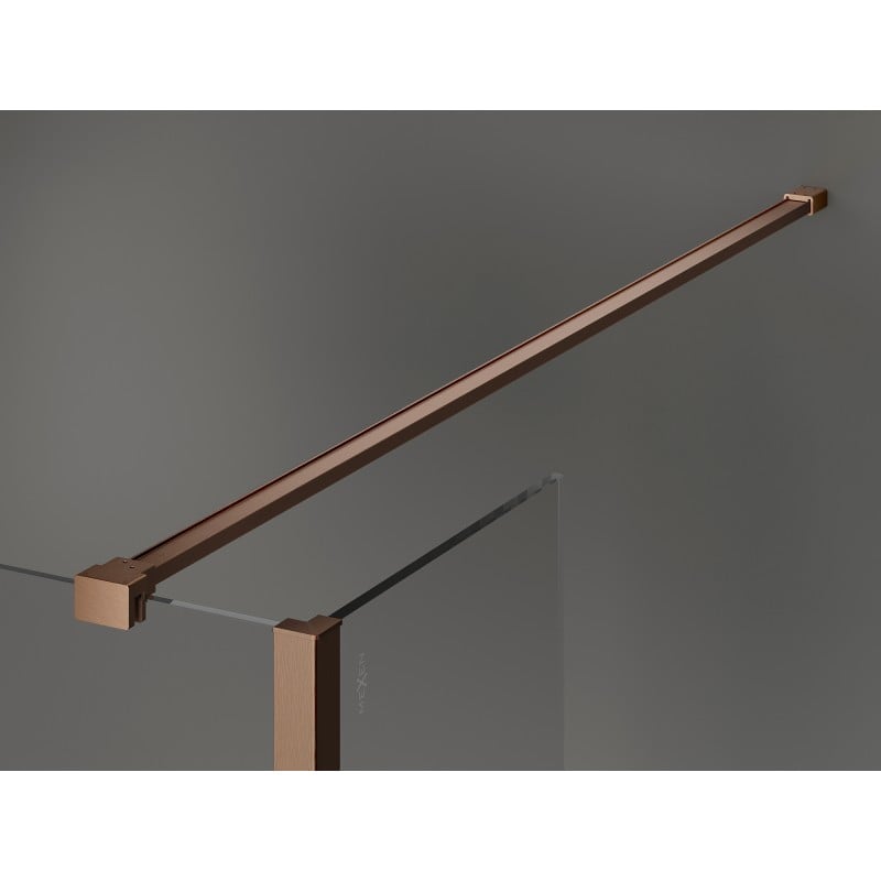 Mexen Kioto Walk-in Shower Wall 95 x 30 cm, Transparent, Brushed Copper - 800-095-212-65-00-030