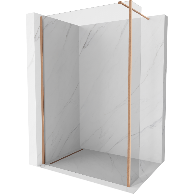 Mexen Kioto Walk-in Shower Wall 160 x 30 cm, Transparent, Brushed Copper - 800-160-212-65-00-030